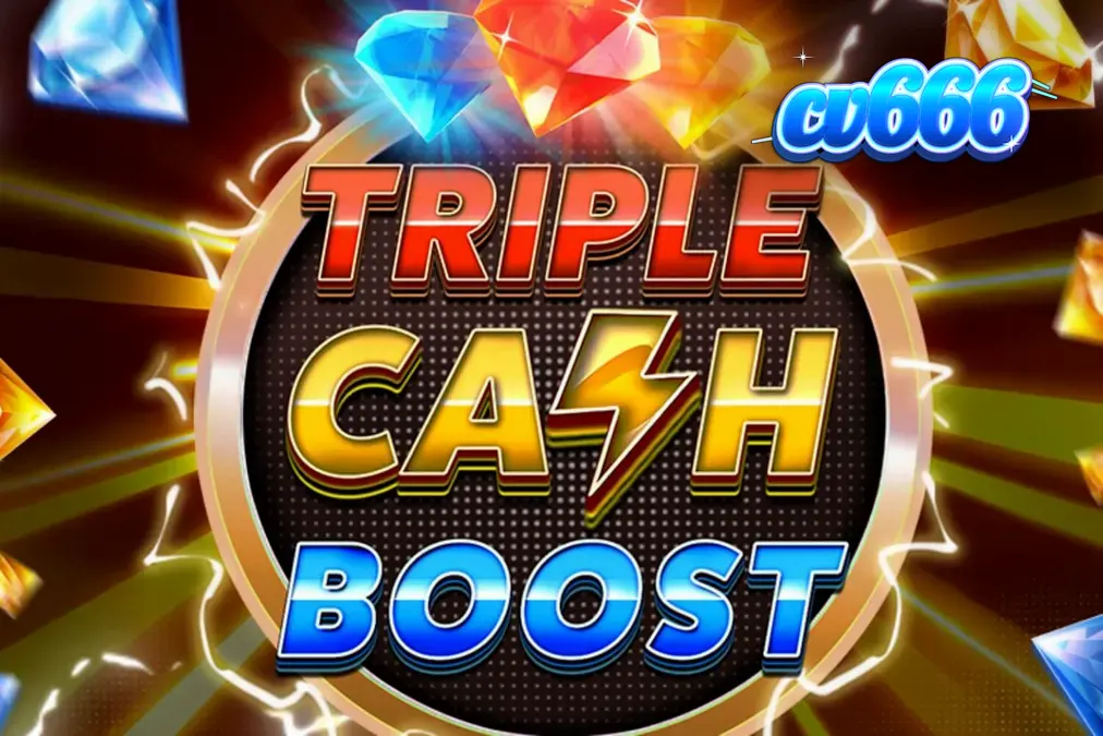 Triple Cash Boost স্লট গেমের নিয়ন এবং ফিউচারিস্টিক ইন্টারফেসের একটি দৃশ্য।